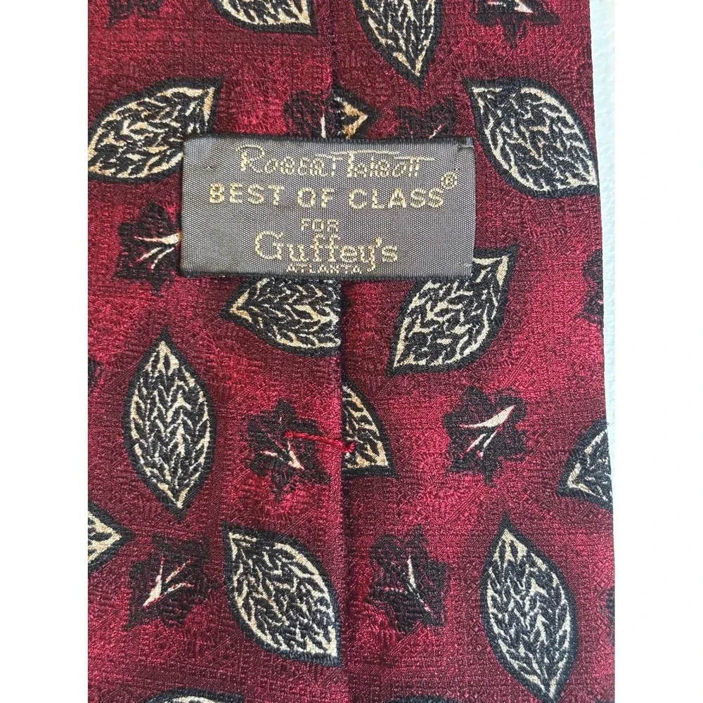 Robert Talbott Best of Class Guffey's‎ Red Leaf Silk Tie Necktie Mens Vintage